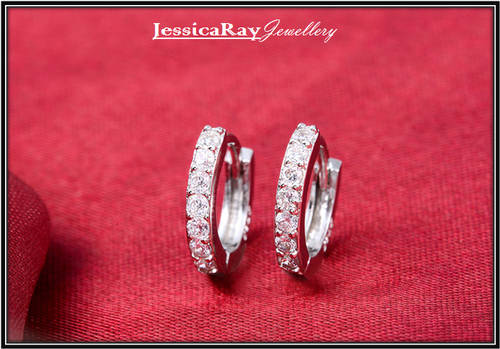 CZ Studded Silver (S 925) Sleeper Earrings