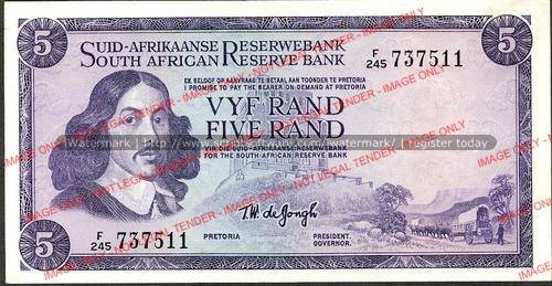 5X TW de Jongh R5 banknotes