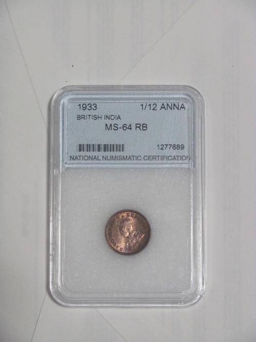 1933 1/2 Anna British India MS64