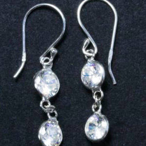 Sterling Silver Earrings 28/ mm with CZ Stone