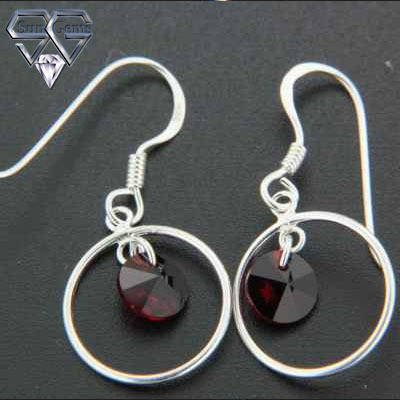 Sterling Silver Earrings 28 mm with CZ Stone