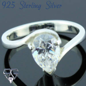 Solid 925 Sterling Silver With Cubic Zirconia stones ring size # 6 + 3.44g