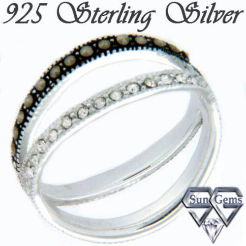 Solid 925 SS & Marcazite + Crystal ring size 6# + 3.28g