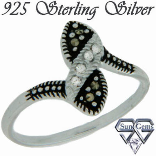 Solid 925 SS & Marcazite + Crystal ring size 7# + 1.77g