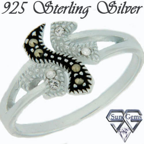 Solid 925 SS & Marcazite + Crystal ring size 7# + 1.79g