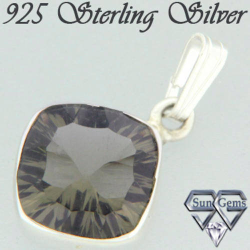 Solid 925 Sterling Silver & Smokey Quartz pendant 23mm + 2.47g