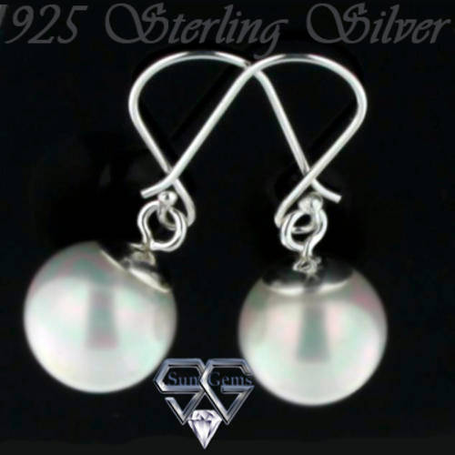 Solid 925 Sterling Silver & MOP earrings 27mm+ 3.58g (pair)