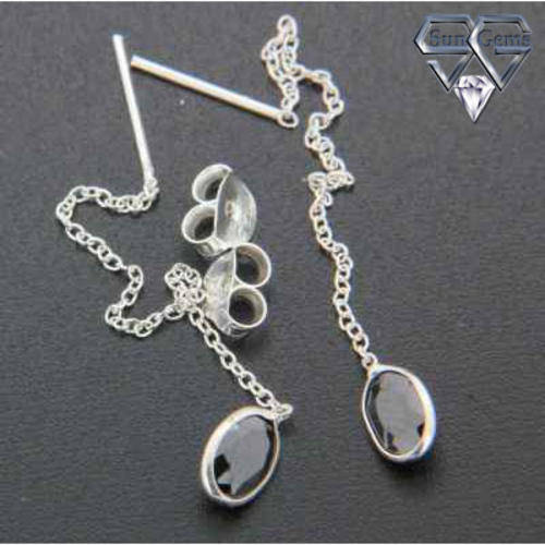 Solid 925 Sterling Silver & CZ earrings 50mm & 0.59g