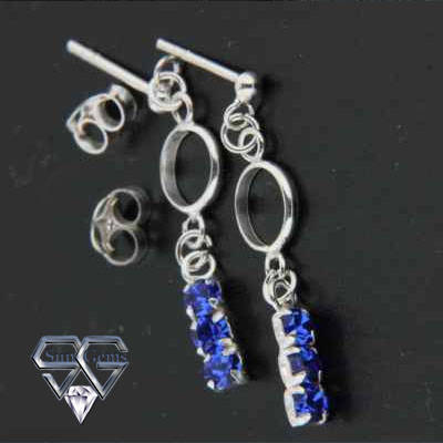 Solid 925 Sterling Silver & CZ earrings 25mm & 0.97g