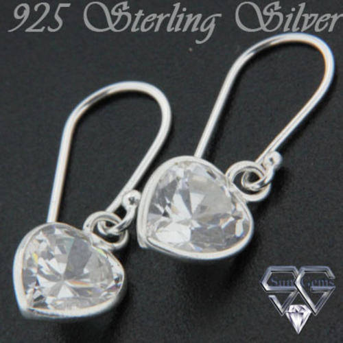 Solid 925 Sterling Silver & CZ earrings 25mm & 1.96g