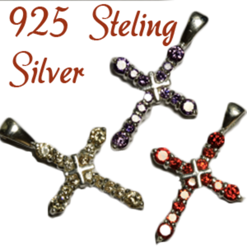 Russian created AAA++ CZ  & 925 sterling silver pendant 4 stones *3mm  & 10 stones *2.2mm