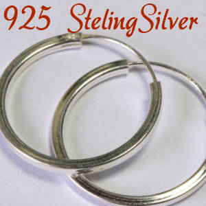 Solid 925 Sterling silver earrings 15mm x 1.6mm + 0.99g