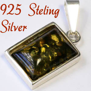 Natural Mined Amber  & Solid 925 Sterling silver pendant 13mm + 1.55g