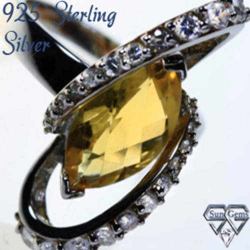 Solid 925 Sterling Silver & Russian AAA+ CZ ring size 7#+ 4.76g