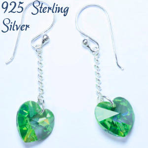 Solid 925 Sterling Silver & Crystal earrings 35mm 1.68g