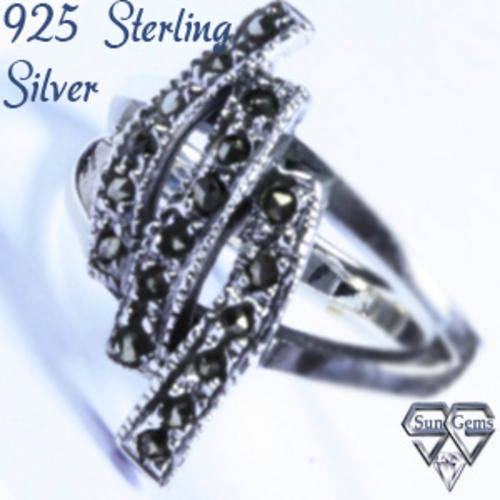 Solid 925 Sterling Silver & Marcazite ring size 5.5# + 4.17g