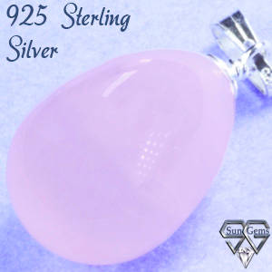 Solid 925 Sterling Silver & Rose Quartz pendant 30mm + 5.44g