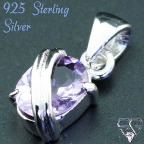 Solid 925 Sterling Silver & Amethyst pendant 15mm + 1.57g
