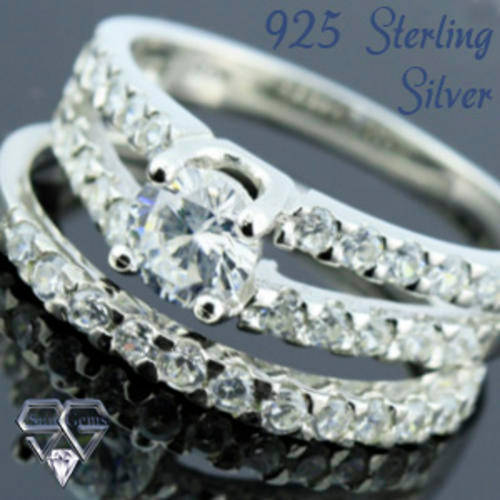 Solid 925 Sterling Silver & CZ ring size 6# + 5.04g