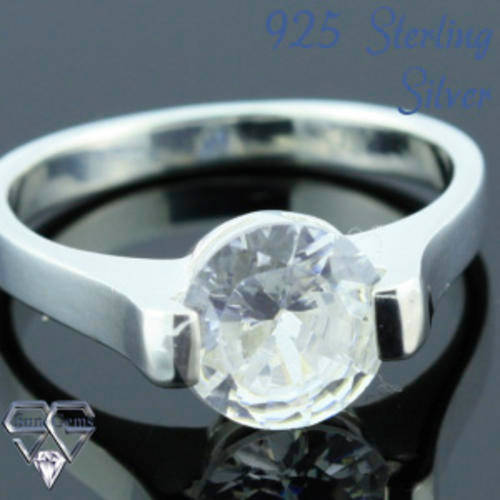 Solid 925 Sterling Silver & CZ ring size 9# + 4.87g