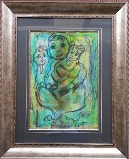 Frans Claerhout Original mixed Media - Mother with children