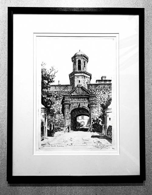 Tinus de Jongh etching - Cape Town Castle entrance