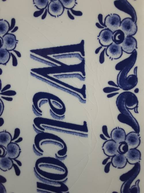 Lovely*Dutch wooden clogs*Blue & white "Welcome"sign +1 more