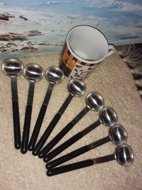 8 Vintage Original LAUFFER *COFFEE SPOONS* For 1 Bid!! (little coffee cup FREE!)
