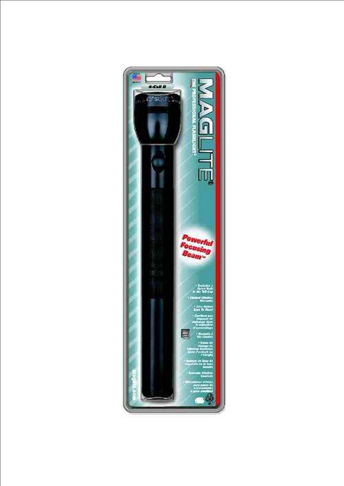 MAGLITE 4D CELL BLACK FLASHLIGHT WITH CLAMPS