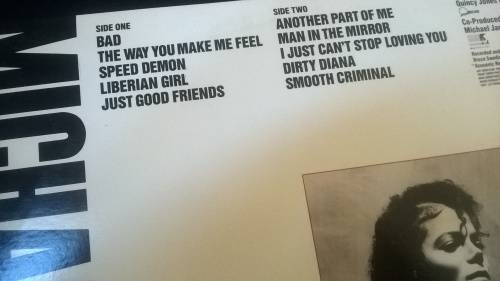 MICHAEL JACKSON, BAD, 12` Vinyl LP Record. Mint condition. RARE!