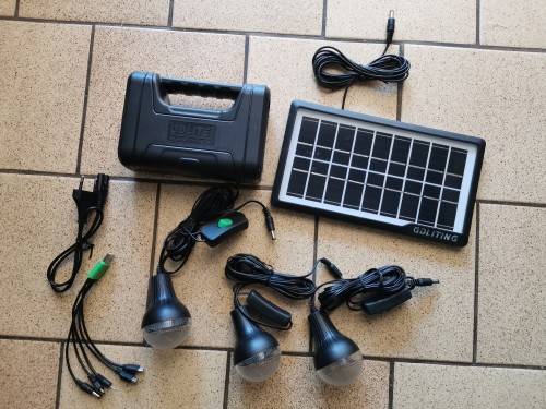 Solar Panel Power Generator LED Lighting System Kit USB Charger 3 LED SU