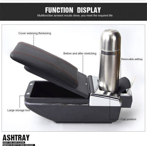 1X Universal PU Leather Car Central Container Armrest Box Cup Holder Storage box (Color Beige)