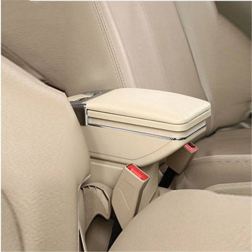 1X Universal PU Leather Car Central Container Armrest Box Cup Holder Storage box (Color Beige)