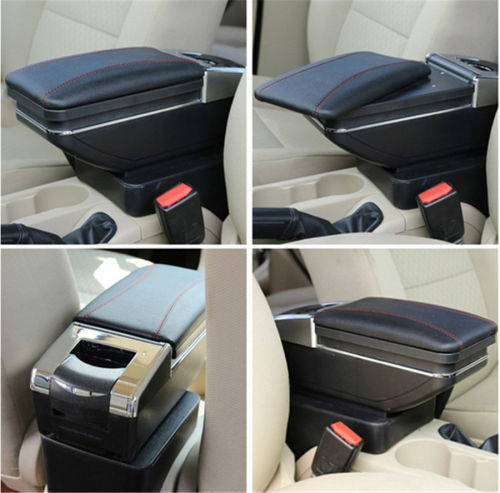 1X Universal PU Leather Car Central Container Armrest Box Cup Holder Storage box (Color Beige)