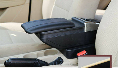 1X Universal PU Leather Car Central Container Armrest Box Cup Holder Storage box (Color Beige)