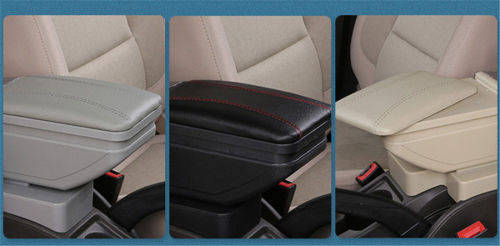 1X Universal PU Leather Car Central Container Armrest Box Cup Holder Storage box (Color Beige)