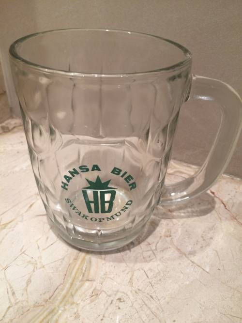 Incredible Find - Collectible Glass Beer Mug / Tankard - HANSA BIER - Southwest Africa