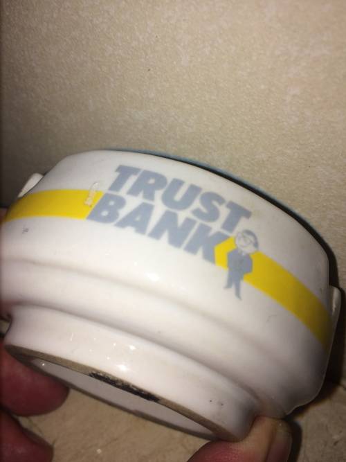 Mini Trust Bank Cigarette Ashtray - Brands and Logos of Yesteryear