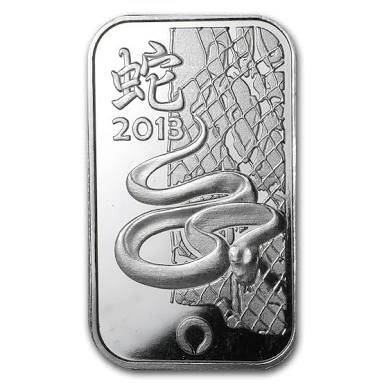1 Oz Fine Silver Bar - Rand Refinery - 2013 Year of Snake