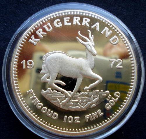 1oz. SOUTH AFRICA KRUGERRAND 999 24k Gold Layered COIN,WOW !!!!