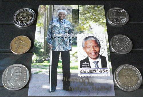 NELSON MANDELA STAMP AND COIN  SET !!!