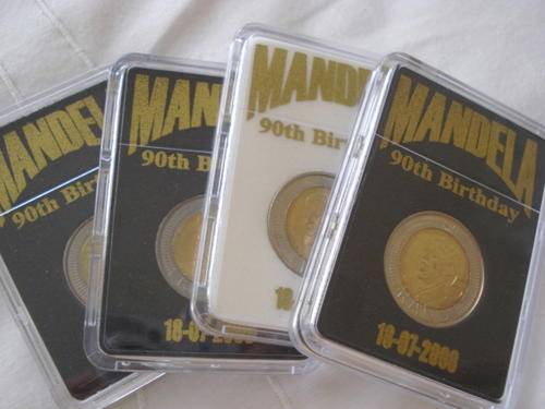 2008 MANDELA 90th BIRTHDAY COINS ,UNCIRCULATED IN SPECIAL COIN HOLDER !!!