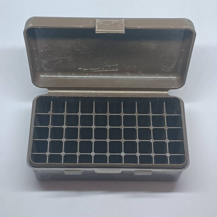 MTM 50 round ammo case-gard for 38-357 bullets. - Brown