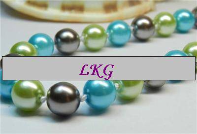 Stock Clearance Sale!! 8mm Sea Shell Pearl Necklace AAA - Champagne, Turquoise and Mint Green