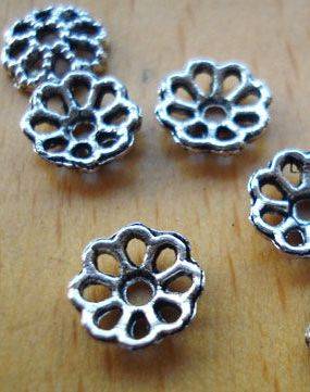 50pc 7mm Tibet Silver Flower Bead Caps