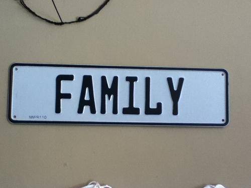 VINTAGE NUMBER PLATE "FAMILY"