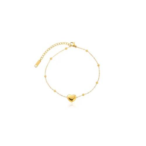 stainless still 18k gold heart anklet