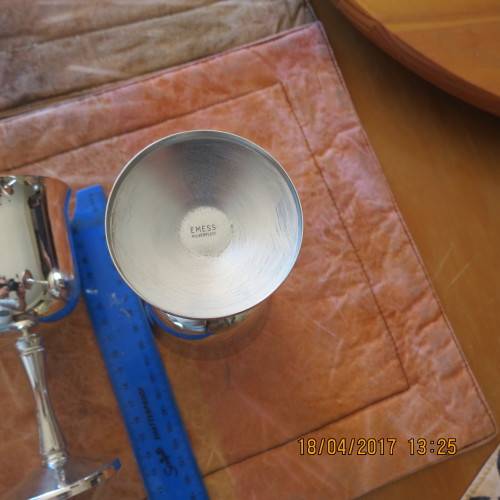 set of 3 EMESS silver plated goblets, 15cm high, as per photo