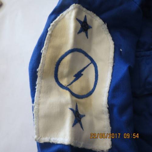 South African Navy blue shirt with badges, label stamped 1989, as per photo