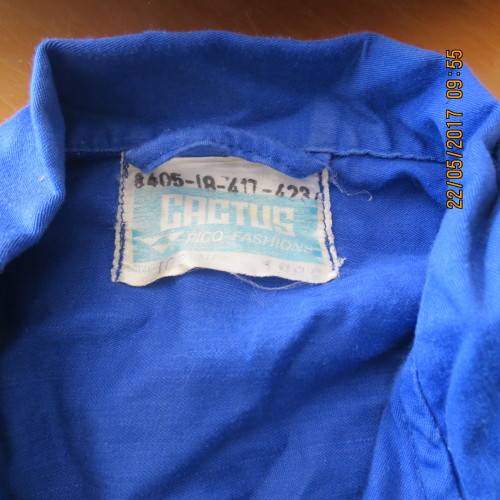 South African Navy blue shirt with badges, label stamped 1989, as per photo